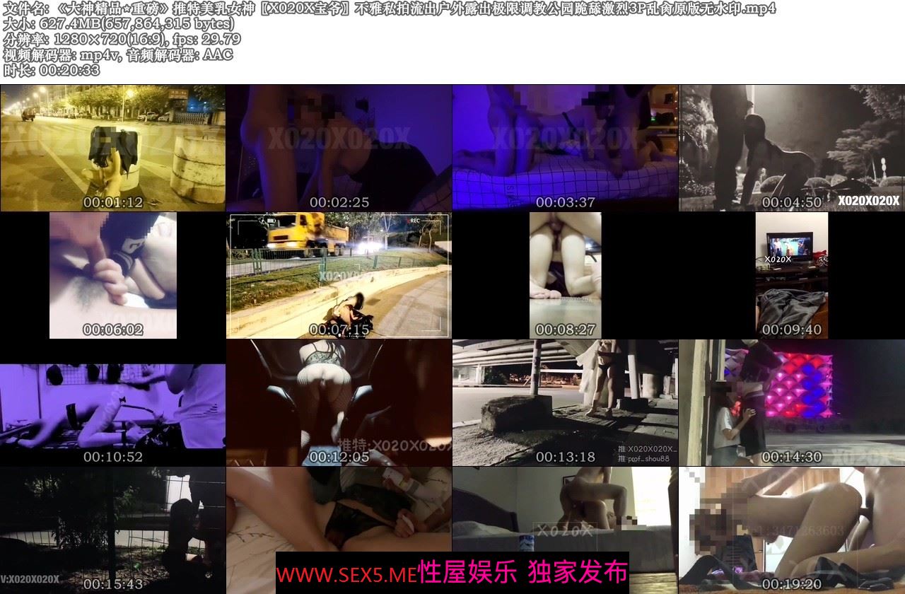[MP4/390MB] 推特美乳女神〖X020X宝爷〗不雅私拍流出户外露出极限调教公园跪舔激烈3P乱肏
