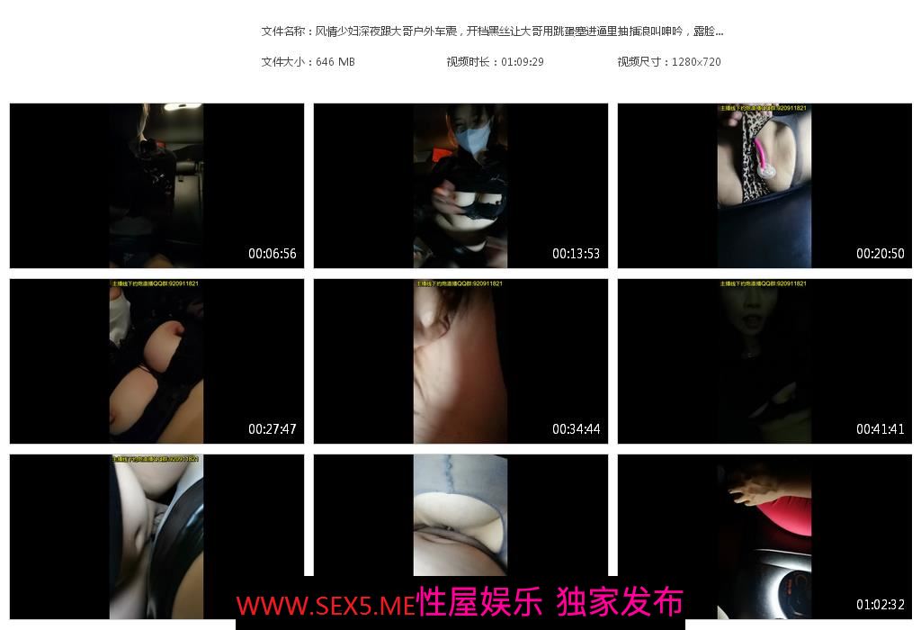 风情少妇深夜跟大哥户外车震，开档黑丝让大哥用跳蛋塞进逼里抽插浪叫呻吟